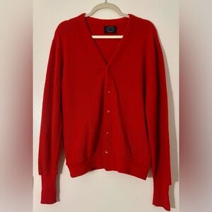 Vintage Jantzen Red Button-Up Cardigan Sweater Men’s Medium Classic Retro